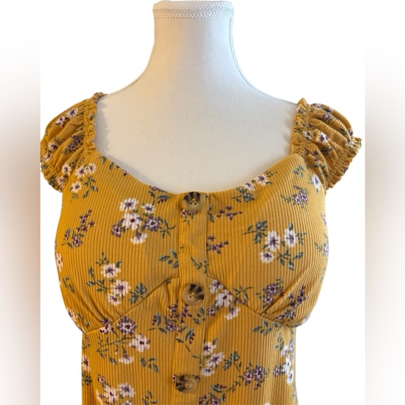 No Boundaries EUC Mustard Yellow Floral Dress - Picture 3 of 5